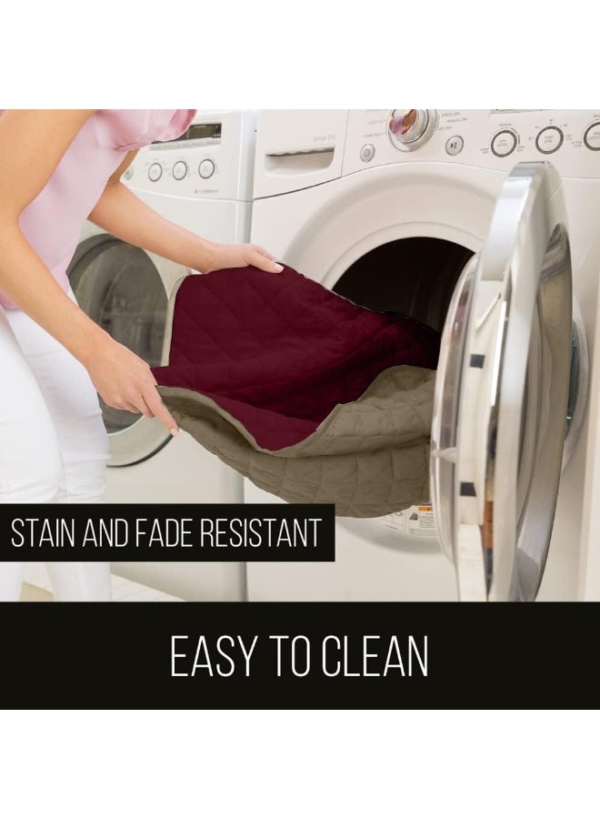 Sofa Shield Couch Slip Cover with Patented Strap, Cushion Protector, US Designed Reversible Stain and Dog Tear Resistant Slipcover, 70 inch Seat, Washable Covers for Dogs Pets, Burgundy Tan - Image 5