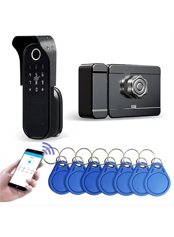 XiuWoo Smart Fingerprint Door Lock,IPX5 Weatherproof Garden Door Lock,5-in-1 Access,Full Control in The TTLock App,Auto-Lock Bluetooth, Black - Image 1