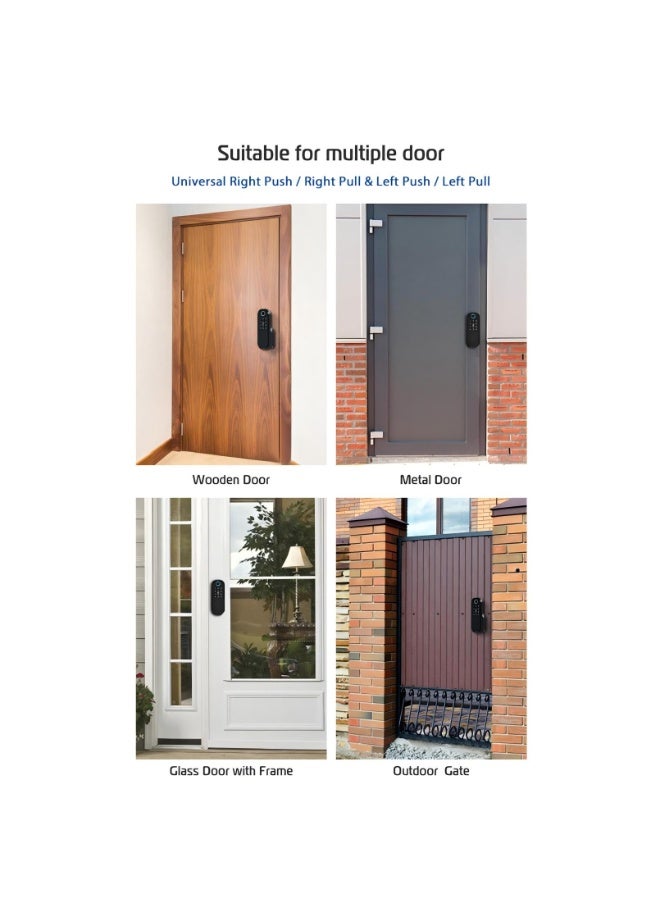 XiuWoo Smart Fingerprint Door Lock,IPX5 Weatherproof Garden Door Lock,5-in-1 Access,Full Control in The TTLock App,Auto-Lock Bluetooth, Black - Image 4