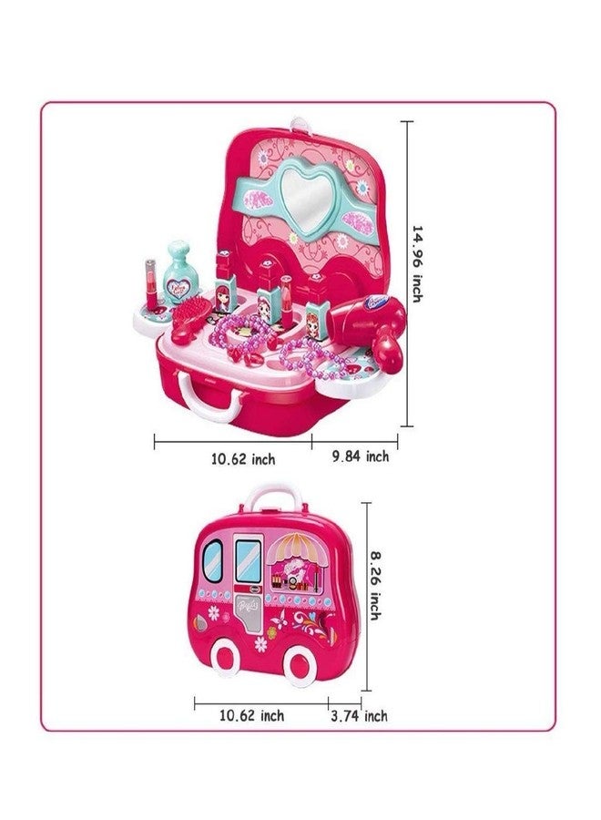BELLABOTA Beauty Make up case and Cosmetic Set Suitcase with Makeup Accessories for Children Girls- Pink, Plastic, Heart Makeup Suitcase Pack of 1 Set - Image 2