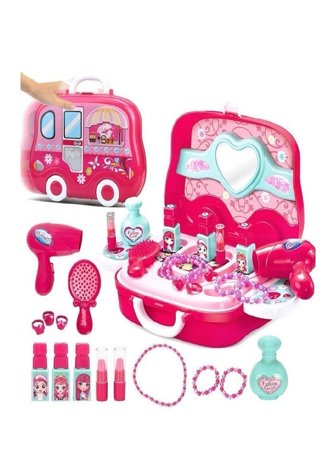 BELLABOTA Beauty Make up case and Cosmetic Set Suitcase with Makeup Accessories for Children Girls- Pink, Plastic, Heart Makeup Suitcase Pack of 1 Set - Image 1