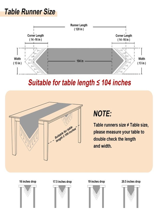 Loom and Mill Luxury Table Runner 120 Inches Long, Floral Jacquard Damask Dining Table Runner with Multi-Tassels for Dining Room Dresser Party Banquet Holiday Decorations(Light Apricot, 13*120 inch) - Image 2