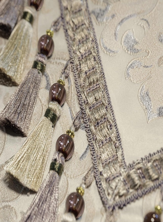 Loom and Mill Luxury Table Runner 120 Inches Long, Floral Jacquard Damask Dining Table Runner with Multi-Tassels for Dining Room Dresser Party Banquet Holiday Decorations(Light Apricot, 13*120 inch) - Image 5