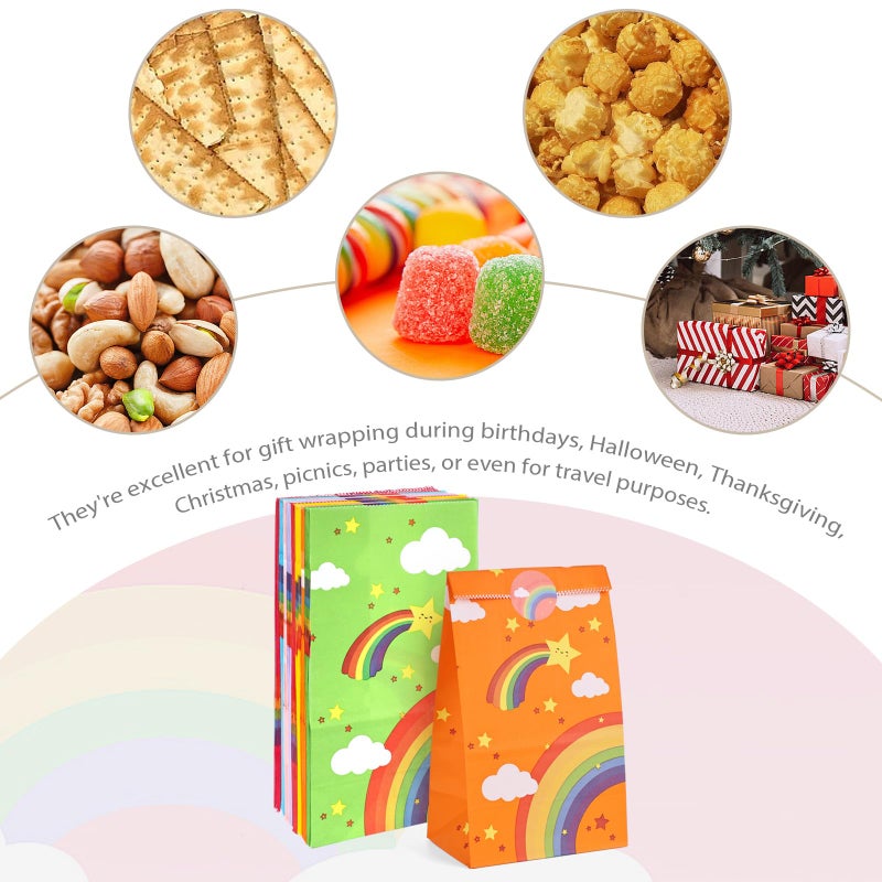 VGOODALL 24PCS Rainbow Party Favor Bags, Small Gift Bags with Stickers for Birthday, Baby Shower, Party Supplies - Image 5