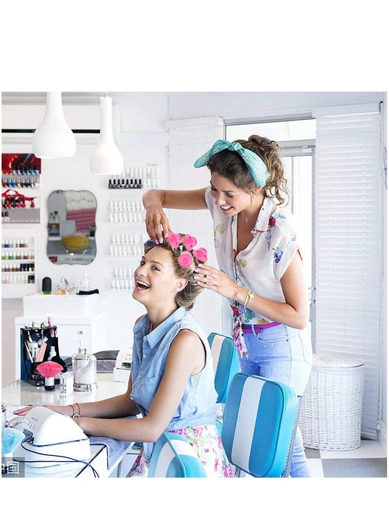 SYOSI 30Pcs Hair Rollers Curlers, Magic DIY Rollers No Clip Professional Soft Silicone Curlers Hair Style Tools Accessories, No Heat No Damage to Hair Salon Fashion Styling Tools (Pink) - Image 2