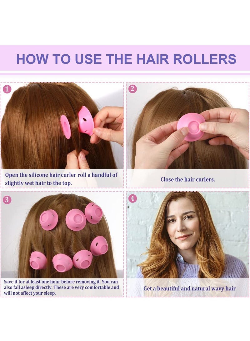 SYOSI 30Pcs Hair Rollers Curlers, Magic DIY Rollers No Clip Professional Soft Silicone Curlers Hair Style Tools Accessories, No Heat No Damage to Hair Salon Fashion Styling Tools (Pink) - Image 4