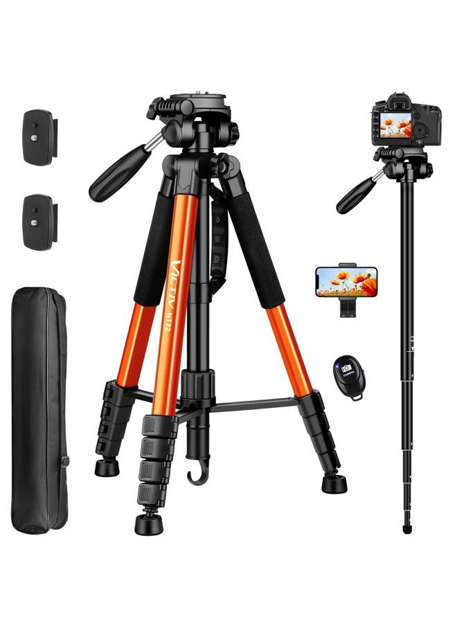 Victiv - Tripod for Camera, 72" Tall Camera Tripod & Monopod with Remote, Professional Heavy Duty Compact Camera Stand for Phone, DSLR, Spotting Scope, Telescope, Binocular - Image 1