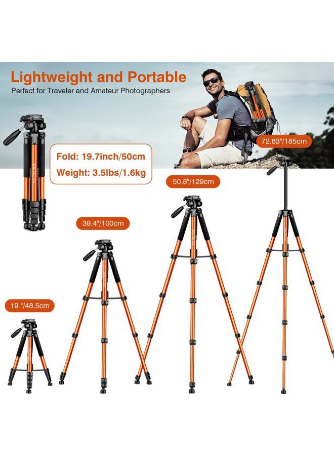 Victiv - Tripod for Camera, 72" Tall Camera Tripod & Monopod with Remote, Professional Heavy Duty Compact Camera Stand for Phone, DSLR, Spotting Scope, Telescope, Binocular - Image 1