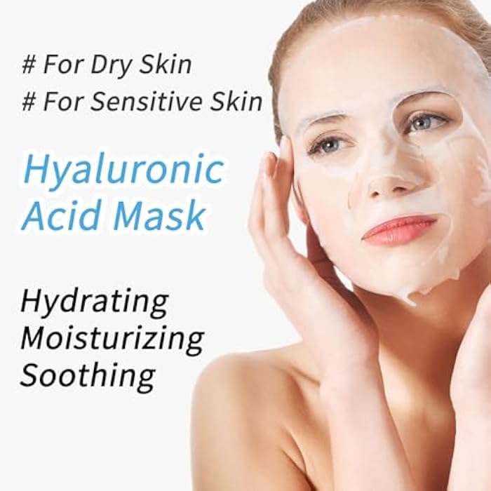 IREV Hyaluronic Acid Face Masks Skincare, Hydrating Facial Masks, Deep Moisturizing Face Mask for All Skin Types, Facial Sheet Mask for Women Skin Care, Smoothing Rejuvenating 10 Pack - Image 2