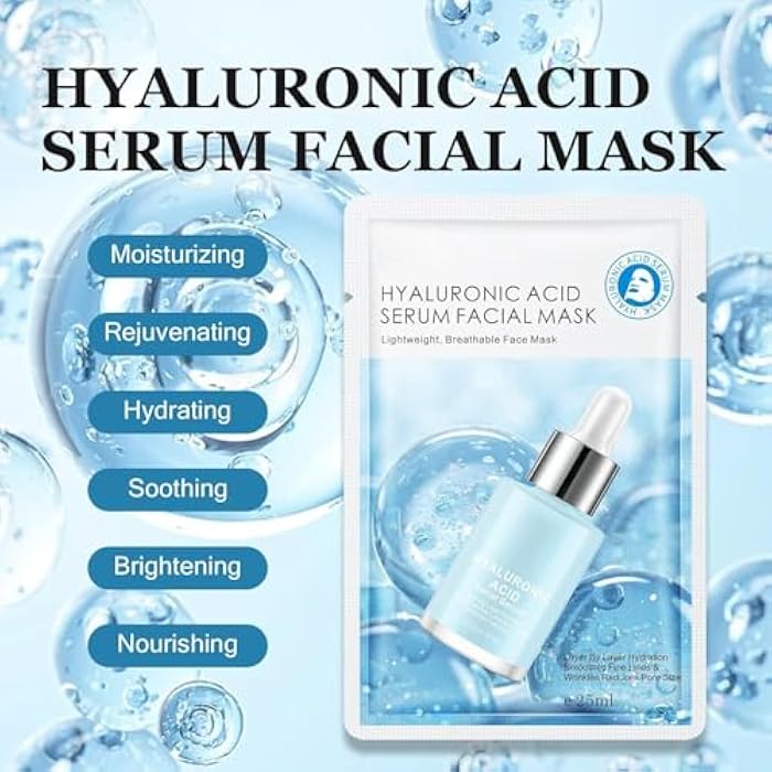 IREV Hyaluronic Acid Face Masks Skincare, Hydrating Facial Masks, Deep Moisturizing Face Mask for All Skin Types, Facial Sheet Mask for Women Skin Care, Smoothing Rejuvenating 10 Pack - Image 4