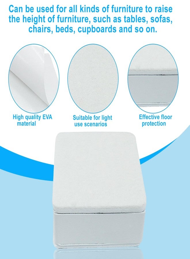 Cionyce Self-Adhesive Furniture Bed Risers Blocks, 4 Pcs Square Carbon Steel Table Sofa Risers Adds 1.2in Height with Felt Pad(White) - Image 3