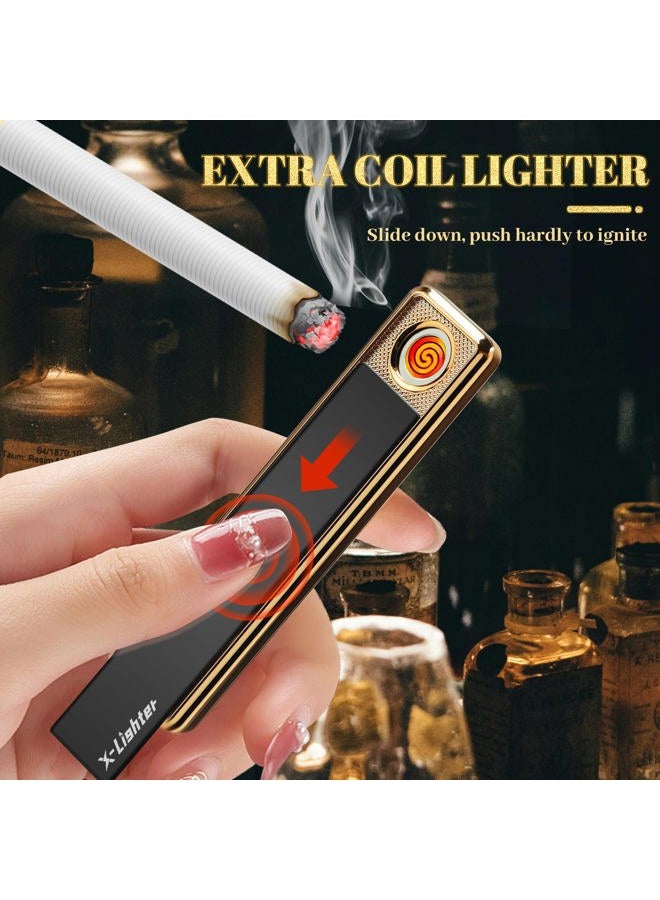 X-LIGHTER عبوة من علب السجائر مع ولاعة لحجم 100's كينغ سايز، جلد PU عتيق 100 مم علب سجائر عتيقة للرجال والنساء هدايا (أسود + بني) - Image 2