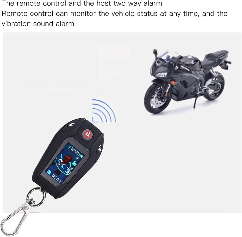 Motorcycle 2 Way Alarm System, Motorcycle Anti Theft Device Kit Loud Sound PKE Sensing Multifunction Remote Control for Offroad Vehicle for ATV (Black Case Without Tire Pressure Monitor Sensor) - Image 4