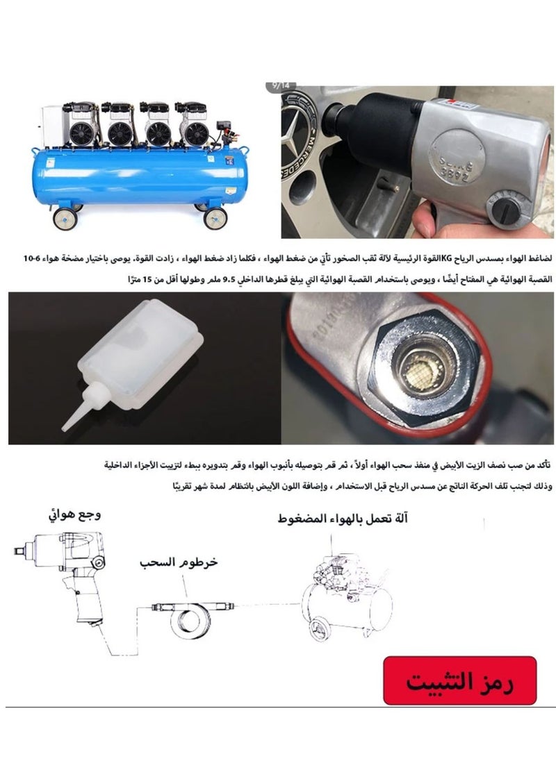 جيرزون - مجموعة مفاتيح ربط قوية لصدمات الهواء، برأس طويل يبلغ 1/2 بوصة، مناسبة لإطارات الشاحنات الكبيرة - Image 1