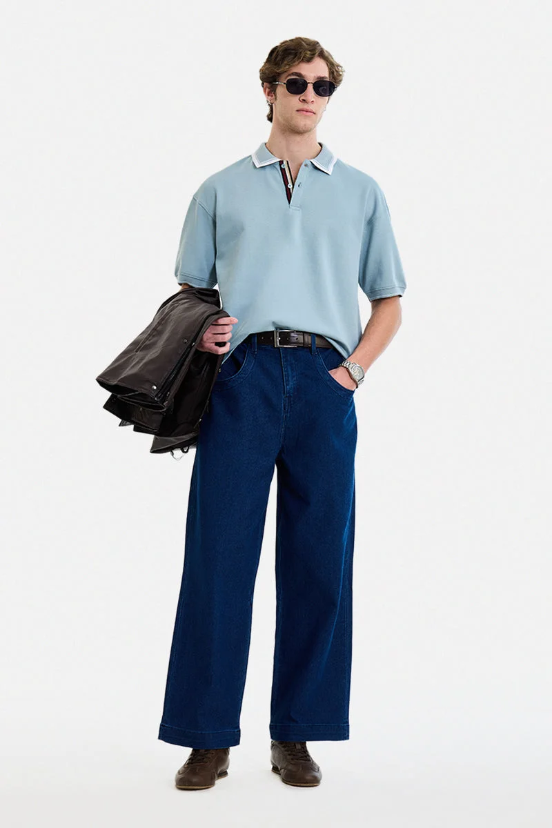 سنيتش Dark Blue Solid Relaxed Casual Jeans