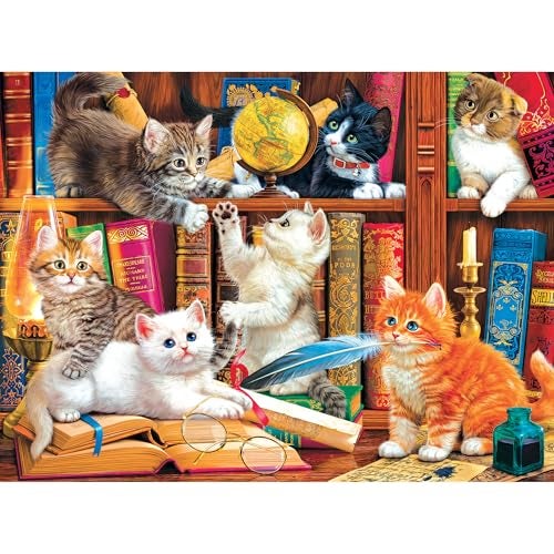 RoseArt - Fancy Cats - Library Mischief - 750 Piece Jigsaw Puzzle for Adults - Image 1