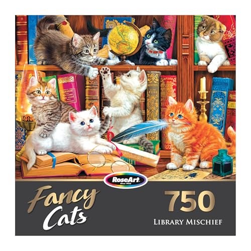 RoseArt - Fancy Cats - Library Mischief - 750 Piece Jigsaw Puzzle for Adults - Image 3