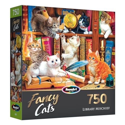 RoseArt - Fancy Cats - Library Mischief - 750 Piece Jigsaw Puzzle for Adults - Image 2