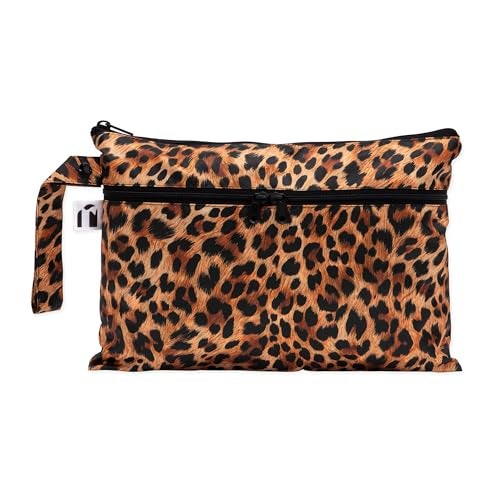 BUMKiNs Roamio Waterproof Wet Dry Clutch Bag for Baby, Travel, Swim Suit, Cloth Diaper, Pump Part, Pool, Gym Clothes, Beach, Toiletry, Hook to Stroller, Pack for Daycare, Zip Bag, Packing Pouch, Leopard Print - Image 1
