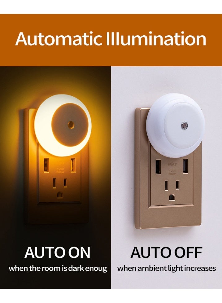 【Amber light】Sensor Night Light Plug-In (1-Pack) – LED Wall Lamp with Smart Dusk-to-Dawn Light Sensor, Auto On/Off Energy-Saving Nightlight for Kids Room, Bedroom, Hallway & Stairs - Image 1