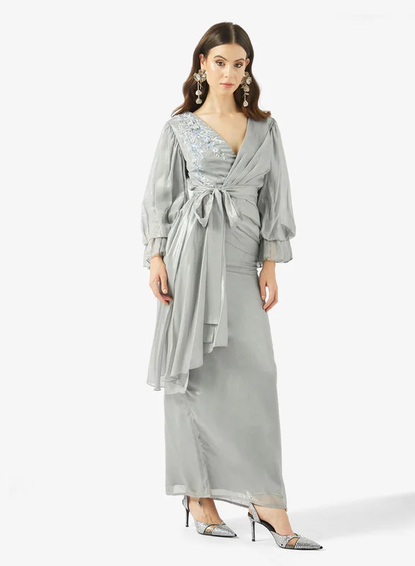 AINA Billowing Sleeve Wrap Dress