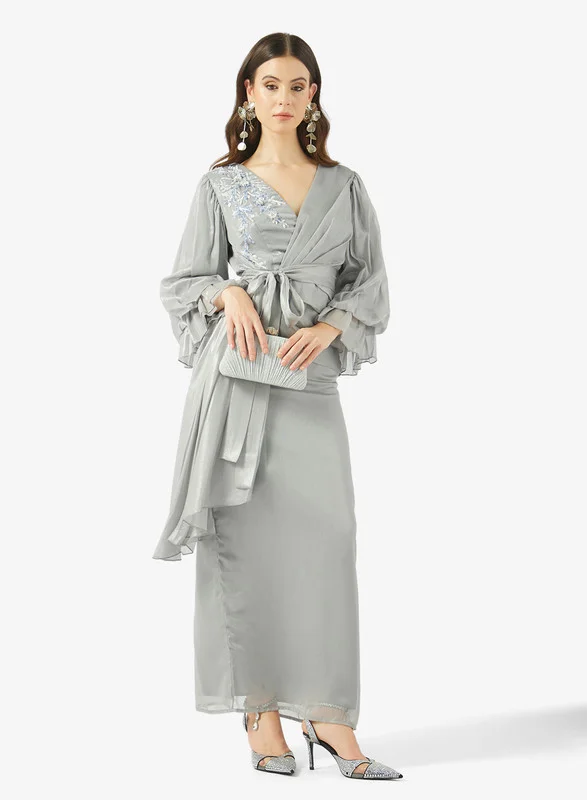 AINA Billowing Sleeve Wrap Dress