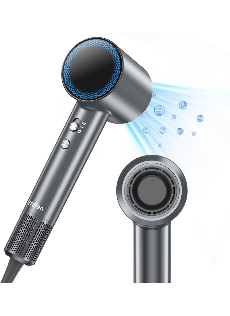 MiFen Hair Dryer, mifen High-Speed Hair Blow Dryer for Home Salon, Fast Drying Travel Hair Dryer with Low Noise Thermo-Control Magnetic Concentrator, Grey 