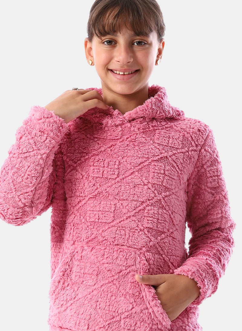 Andora Lattice Pattern Fur Hooded Girls' Pajama - Kashmir - Image 5