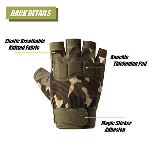 HYCOPROT Fingerless Gloves, Knuckle Protective Breathable Lightweight Outdoor Gloves for Shooting, Hunting, Motorcycling, Climbing (L, Black) - Image 3
