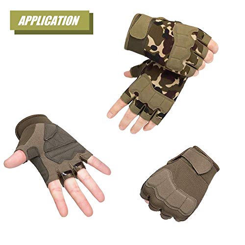 HYCOPROT Fingerless Gloves, Knuckle Protective Breathable Lightweight Outdoor Gloves for Shooting, Hunting, Motorcycling, Climbing (L, Black) - Image 5