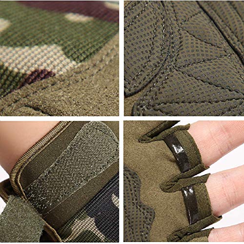 HYCOPROT Fingerless Gloves, Knuckle Protective Breathable Lightweight Outdoor Gloves for Shooting, Hunting, Motorcycling, Climbing (L, Black) - Image 2