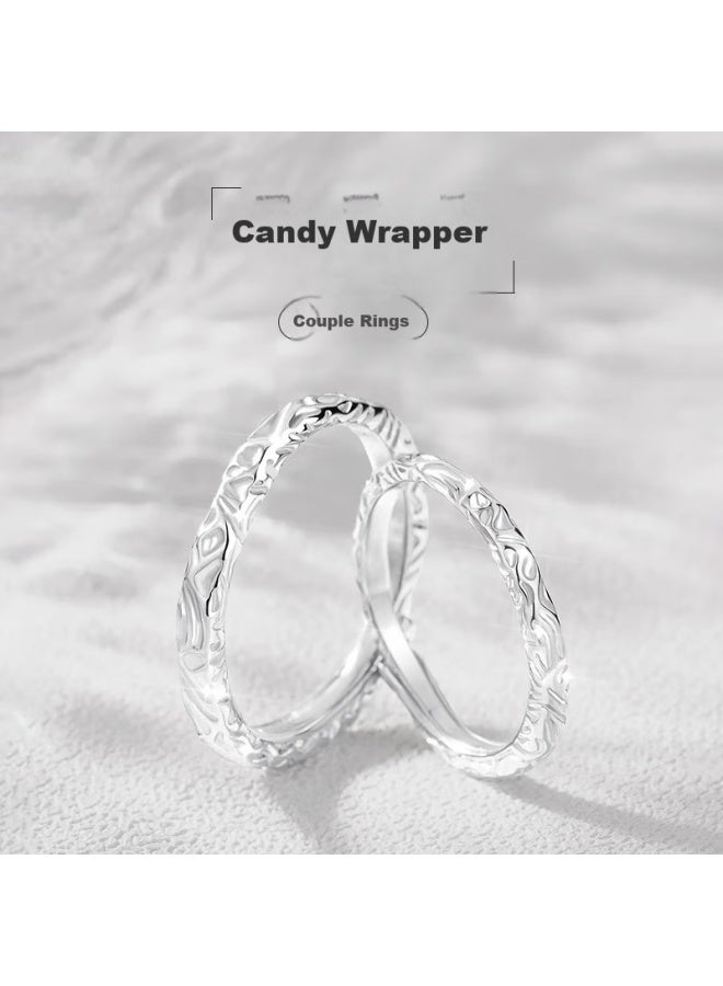 Manhe S999 Sterling Silver Couple Rings, Matching Pair Of Engagement Diamond Rings For Women And Men, New Year Gift For Girlfriend - Image 1