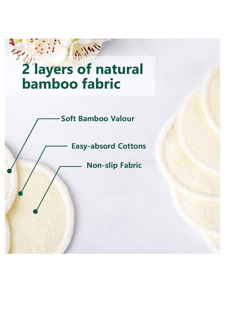 Bamboo 20 Packs Organic Reusable Makeup Remover Pads, Washable Bamboo Cotton Rounds for All Skin Types with Cotton Laundry Bag - Image 3