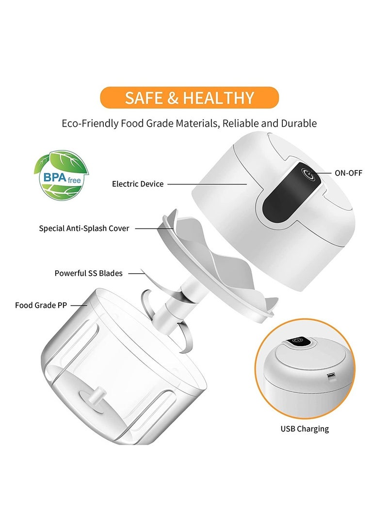150ml Electric Garlic Mincer Rechargeable Meat Blender Garlic Mash Food Processor Detachable Easy to Clean Small Kitchen Appliances Suitable for Kitchen Restaurant Camping  - Image 3