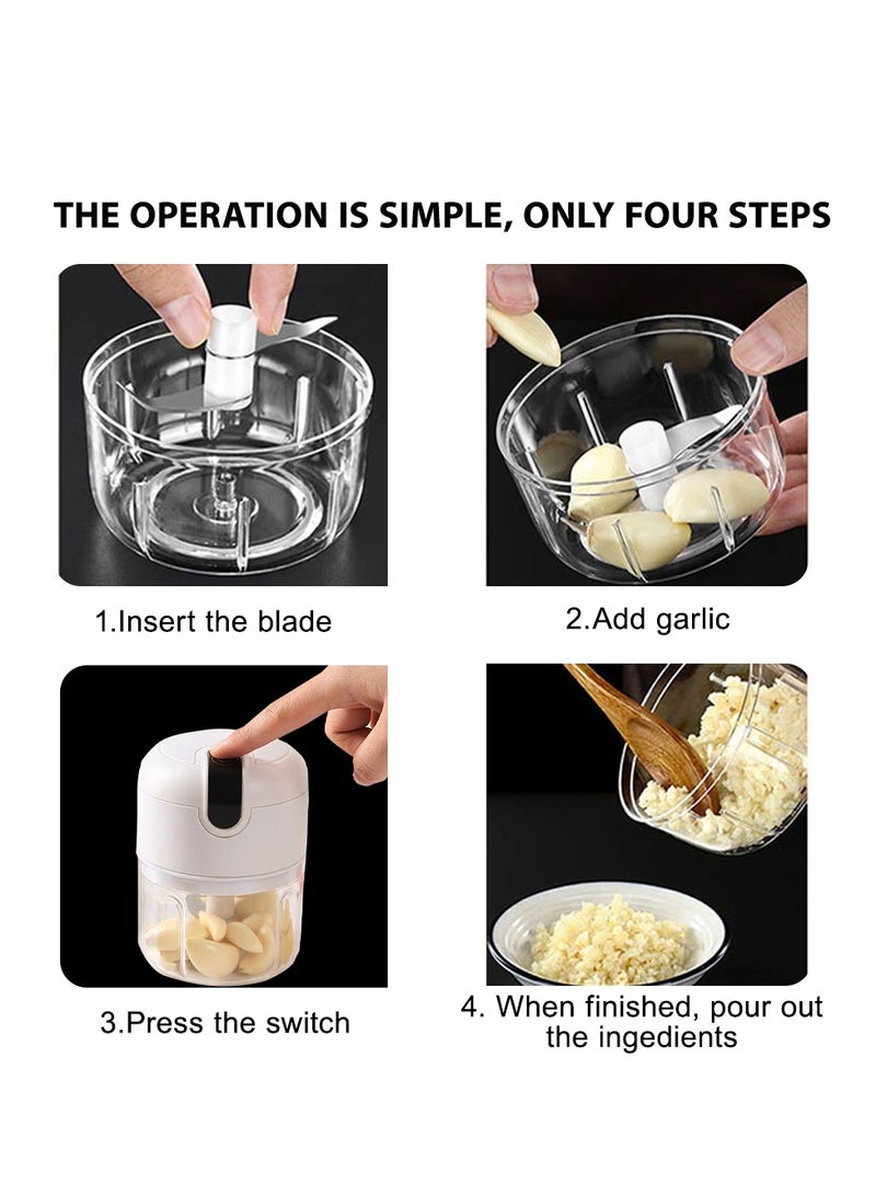 150ml Electric Garlic Mincer Rechargeable Meat Blender Garlic Mash Food Processor Detachable Easy to Clean Small Kitchen Appliances Suitable for Kitchen Restaurant Camping  - Image 2