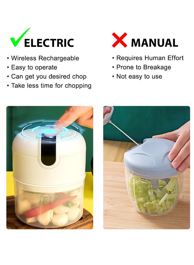 150ml Electric Garlic Mincer Rechargeable Meat Blender Garlic Mash Food Processor Detachable Easy to Clean Small Kitchen Appliances Suitable for Kitchen Restaurant Camping  - Image 4