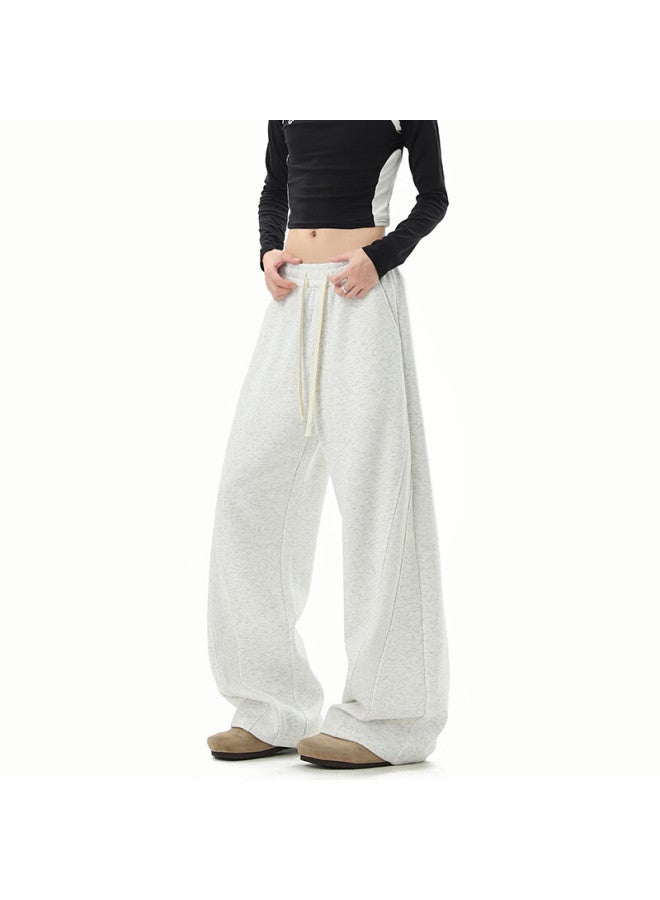 Izexx American Style Heavyweight Loose Fit Wide Leg Straight Cut Casual Sweatpants For Men Spring Hn86 White Gray 3XL - Image 1