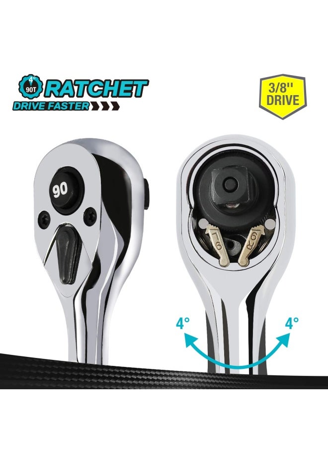 Generic DURATECH 3 8-Inch Drive Ratchet Handle  Ratchet Wrench  Socket Wrench  90-Tooth  Quick-release Reversible  CR-V  - Image 4