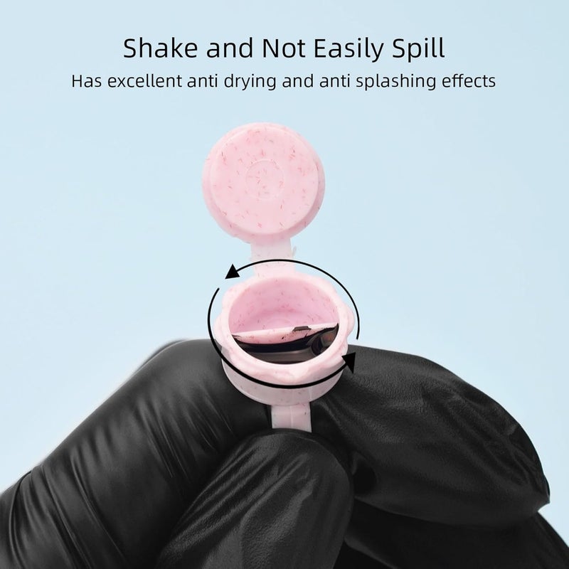 ZJchao Ink Ring Cups Disposable Adjustable Lash Glue Holder Rings 50pcs Pink PP Material for Eyelash Extension Microblading 17mm Diameter 28mm Height - Image 4
