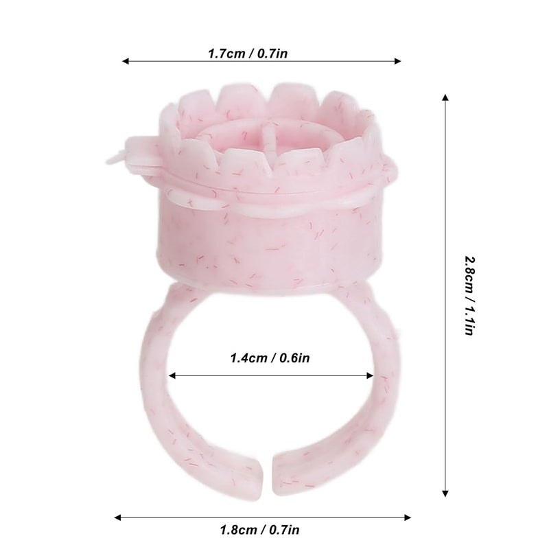 ZJchao Ink Ring Cups Disposable Adjustable Lash Glue Holder Rings 50pcs Pink PP Material for Eyelash Extension Microblading 17mm Diameter 28mm Height - Image 3