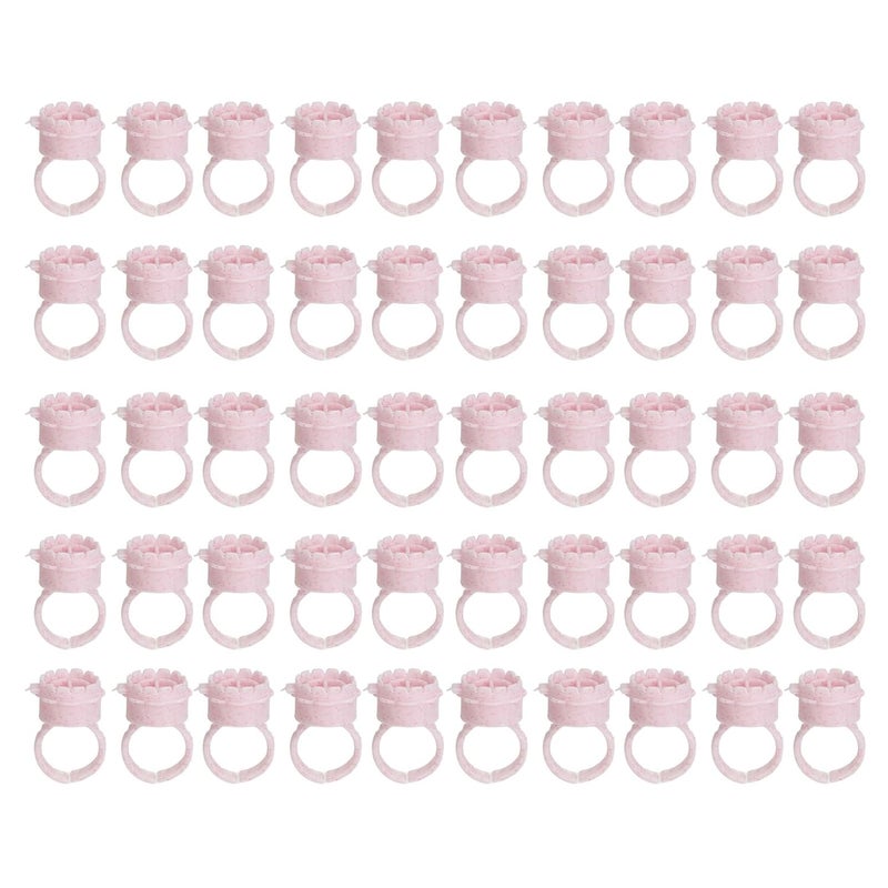 ZJchao Ink Ring Cups Disposable Adjustable Lash Glue Holder Rings 50pcs Pink PP Material for Eyelash Extension Microblading 17mm Diameter 28mm Height - Image 1