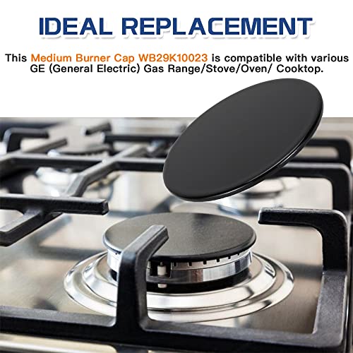 KOZHOM [Upgraded] WB29K10023 Range Medium Burner Cap Replacement Part, Fit for GE Gas Range/Stove/Oven/Cooktop, 3.2 Inch Diameter (2Pcs) - Image 2