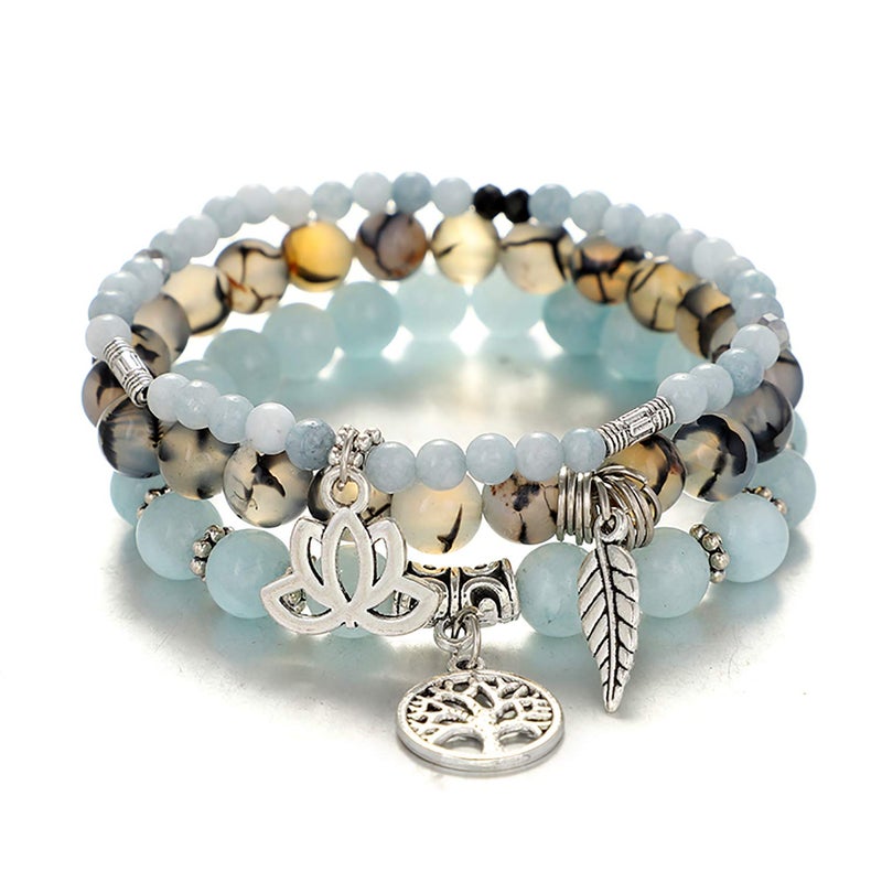 UEUC Tree of Life Yoga Healing Stone Bracelets,Multilayer Lotus Chakra Stone Reiki Bracelet Sets,Anxiety Crystal Natural Stone,for Women Stress Relief - Image 1