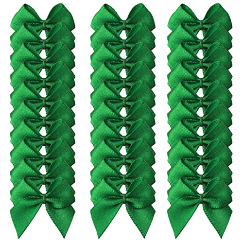 Micomon 50pcs 12Inch Mini Satin Ribbon Bows for Crafts Small Green Bows Christmas Decoration Embalishement ScrapbookingGreen - Image 5