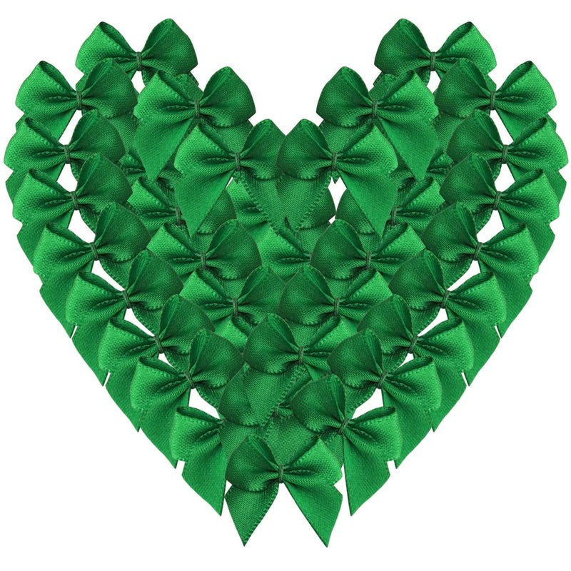 Micomon 50pcs 12Inch Mini Satin Ribbon Bows for Crafts Small Green Bows Christmas Decoration Embalishement ScrapbookingGreen - Image 3
