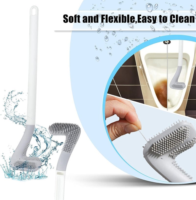 Roktry Golf Toilet Brush - Flexible Bendable Silicone Long Handled, 360° Deep Bowl Cleaning, Quick Drying for Bathroom With Hook - Image 3