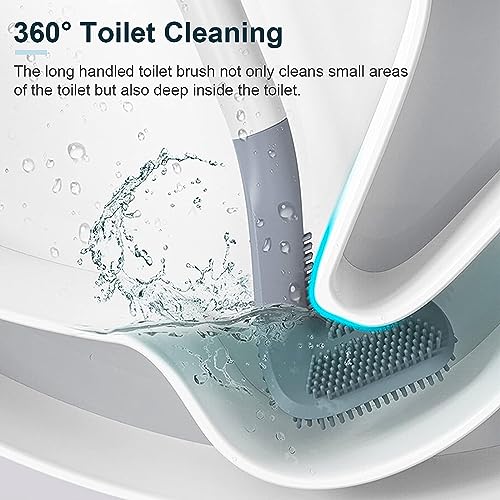 Roktry Golf Toilet Brush - Flexible Bendable Silicone Long Handled, 360° Deep Bowl Cleaning, Quick Drying for Bathroom With Hook - Image 2