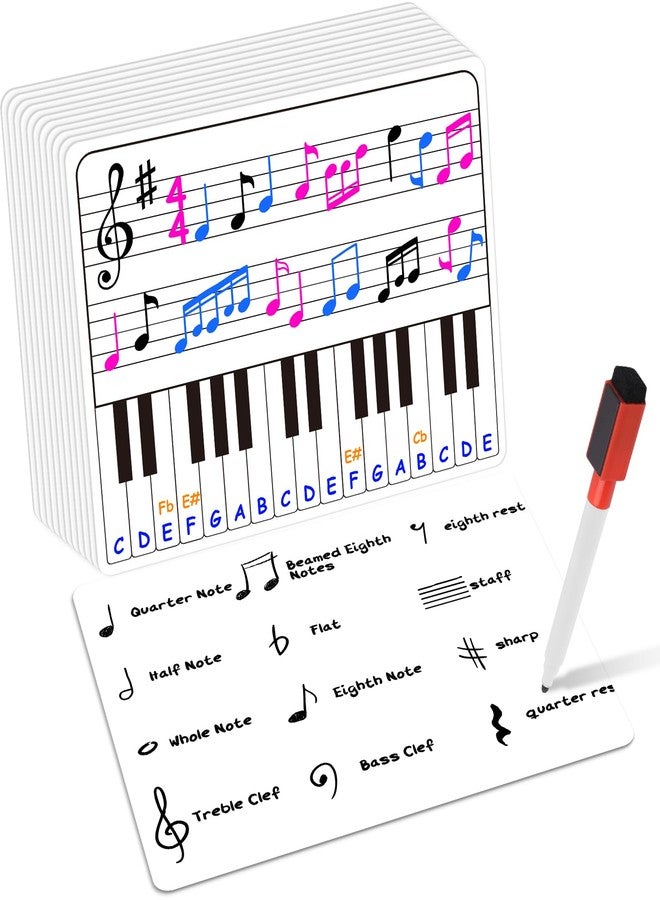 PraxiKidy 12 Pack Keyboard Practice Dry Erase Flash Card, 11”x14” Music Staff Sheets Chart Portable White Board for Music Teacher Supplies Wishlist Student Classroom Must Haves Piano Learning - Image 1