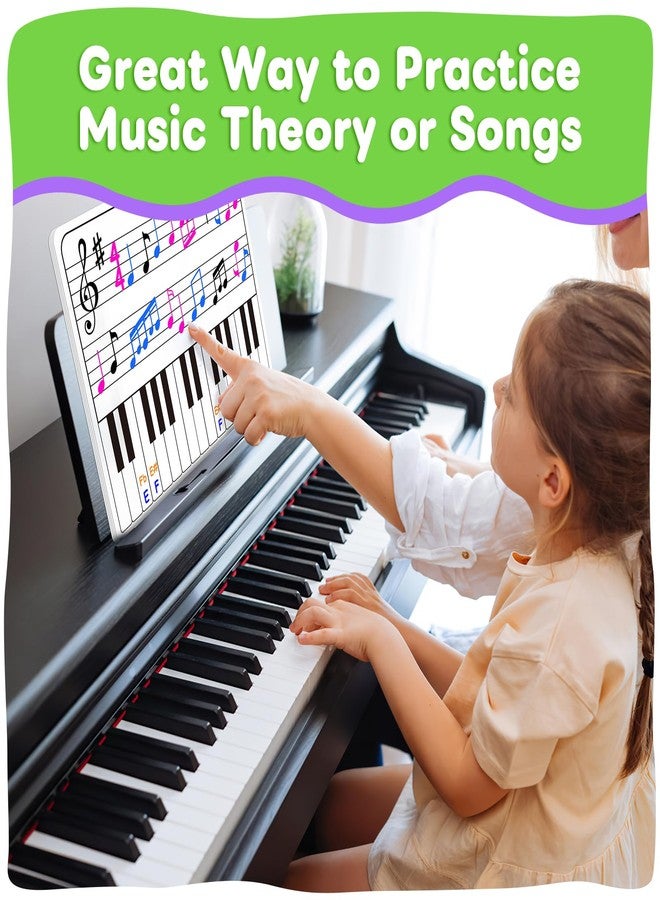 PraxiKidy 12 Pack Keyboard Practice Dry Erase Flash Card, 11”x14” Music Staff Sheets Chart Portable White Board for Music Teacher Supplies Wishlist Student Classroom Must Haves Piano Learning - Image 5