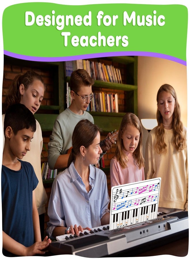 PraxiKidy 12 Pack Keyboard Practice Dry Erase Flash Card, 11”x14” Music Staff Sheets Chart Portable White Board for Music Teacher Supplies Wishlist Student Classroom Must Haves Piano Learning - Image 4